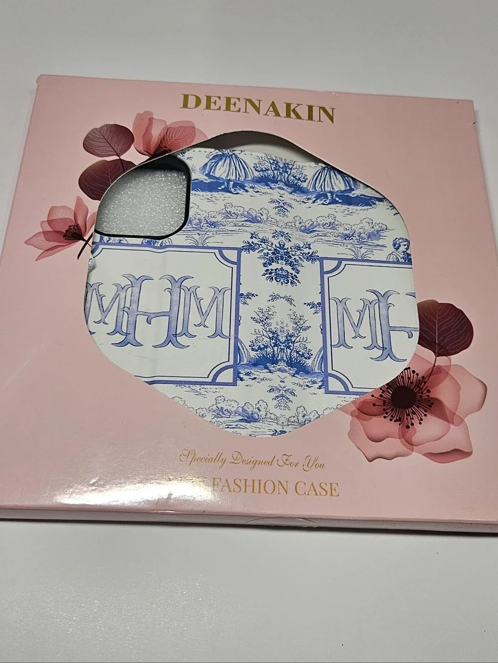 DEENAKIN iPhone 16 Pro Wallet Case Blue Toile de Jouy Pattern - NIB